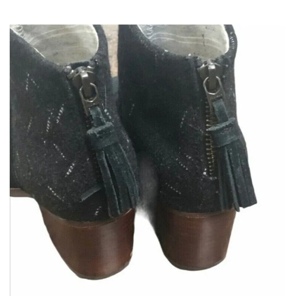 TOMS Leila Black Suede Ankle Boot Women's Shoes Size 6 Pull On Booties Zipper - Picture 3 of 8